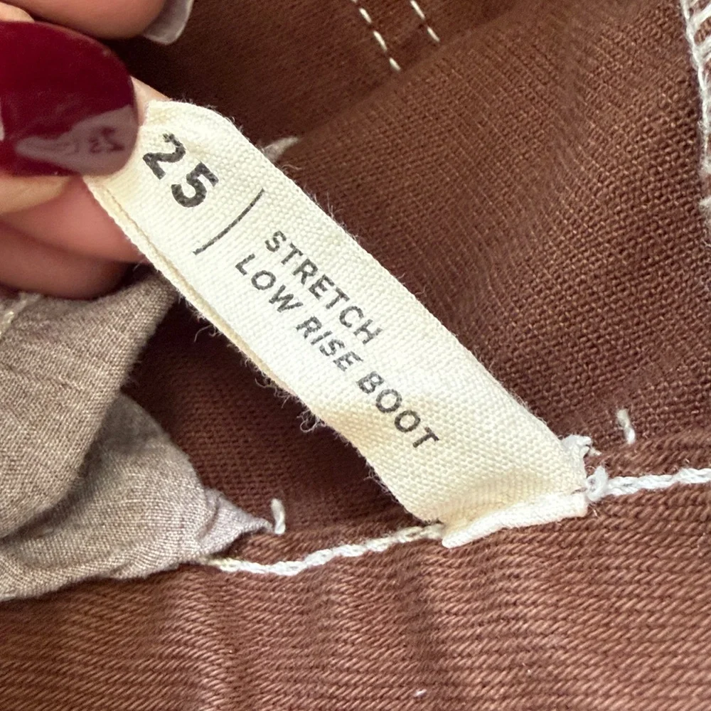 PacSun Stretch Low Rise Bootcut Brown Jeans with Contrasting Stitch - Size 25